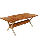 Hankin Rustic Solid Wood & Iron Live Edge Dining Table